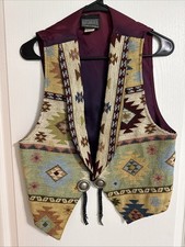 Vintage Roughrider By Circle T Vest Womens L Tapestry Southwestern Aztec Western picture