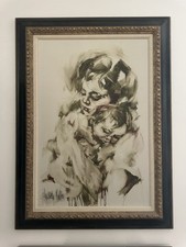 Hyacinthe Kuller Baron MOTHER AND CHILD Original Oil Painting on Canvas Framed picture