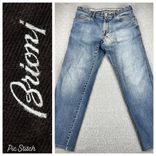 Brioni Stelvio made in Italy Jeans Men 34/32X28 Blue Distressed Medium wash picture