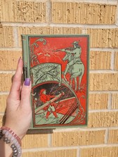 Antique Jules Verne Leather Bound Book 1800s Edwardian Dark Academia Rare picture