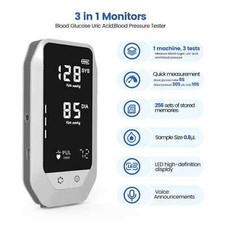 3-in-1 Medical Monitor | Blood Pressure/Glucose/Uric Acid with Big Screen- picture