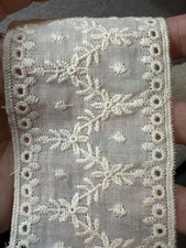 14Yards Cream White 100% Cotton Eyelet Embroidery Lace Trim 2 in Wide Floral picture