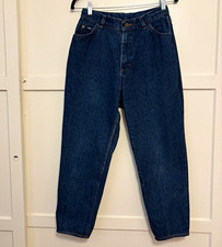 Vintage Lee Jeans Womens 14 PET Made USA High Rise Tapered Mom Jeans Dark Wash picture