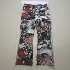 NWT Rebel Minds Cargo Wings Tapestry Flare Pants Men’s Size 34 Streetwear picture