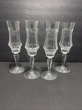 Galway Crystal Hand Cut Ireland Champagne Flutes Longford Set of 4 Glasses picture