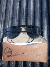 1993 Black Ray Ban Bausch & Lomb Vintage Aviator Sunglasses Green Tint Lens picture