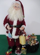 OOAK-Vintage Artisan Classic Santa & Toys, Porcelain With Cloth Body, 23