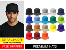 Original Plain Solid Color Fitted Cap w/Flat Bill Baseball Cap Blank Hat [HATCO] picture