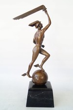 Bronze MERCURY Sculpture Statue Hermes Globe Sword TROPHY Mythology Marble Art picture