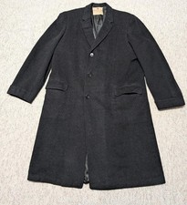 1950s vintage USA made OVERCOAT cashmere wool 48L black HART SCHAFFNER MARX picture