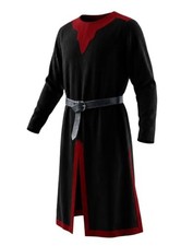 Runcati Mens Medieval Costume Templar Tunic Black-red X-Large picture