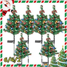 30” LED Christmas Tree Solar Light Stake Lamp Pathway Garden Outdoor Xmas Decor picture