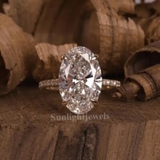 7.25 Ct Certified Oval Cut Off White Treated Diamond 925 Silver Ring Great Shine picture
