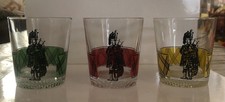 Vintage 50s Highlander Whiskey Glass Scottish Bagpiper 5 Oz Set of 3 picture