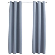 vidaXL Blackout Curtains with Rings 2 Pcs Gray 37x84 Inch 100% Polyester Fabric picture