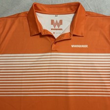 Whataburger Restaurant Employee Polo Shirt Mens L Uniform Orange White picture