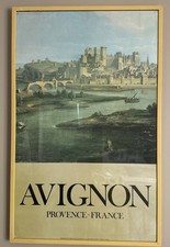 Vintage Avignon France Tourism Poster Mario Atzinger Photo Vaucluse Framed 39.5” picture