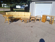 1940s Vintage Whitecraft Rattan 8 Piece Living Room Set Boho Chic Grandmillenial picture