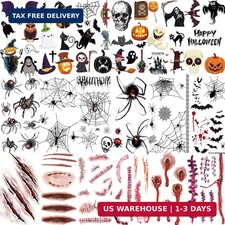 100+ PCS 3D Halloween Temporary Tattoos For Kids Women Men Adults, Realistic Spi picture