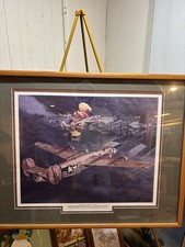 Vintage 1970sValiant Clan B-24 Liberator Ploesti Aviation Art Print Large Framed picture