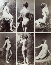 A. Calavas, Nude Six Board, Women Nudes, Original Vintage Print, ca. 1870 picture