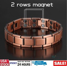 Men's Bracelet Magnetic Therapy Arthritis Pain Relief Pure Solid Copper Bangle picture