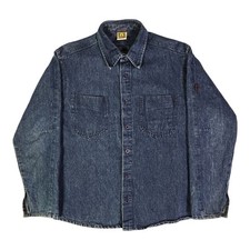 Vtg Y2K Livity Outernational Hemp Denim Shacket Small Work Shirt Embroidered USA picture