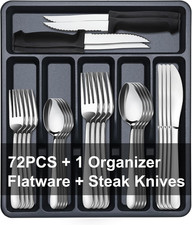 73-Piece Silverware Set with Organizer - Heavy Duty Stainless Steel Flatware Set picture