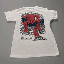 HUF x Marvel Spider-Man T Shirt Mens Medium White Graphic Cotton Tee NWOT picture