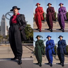 Vintage British Men's Zoot Suits Peak Lapel Wedding Evening Party Prom Long Coat picture