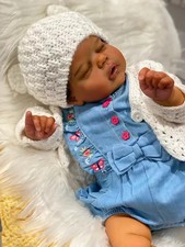 Weighted 20In Reborn Baby Doll Realistic African Girl Dark Skin Rooted Hair Gift picture