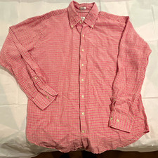 Peter Millar Men's L Pink/White/Green Check Button-Down Long Sleeve Cotton Shirt picture