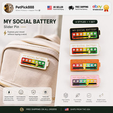 Funny Social Battery Slider Pin – 7-Mood Expression Badge, Cute Interactive Pin  picture