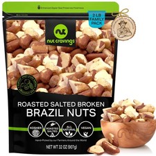 NUT CRAVINGS - Roasted & Salted Broken Brazil Nuts (32oz - 2 LB) No 32 Ounce picture