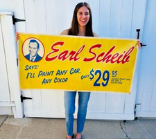 VINTAGE EARL SCHEIB BANNER Auto Paint jobs for $29.95 repro 4  Garage, Man Cave picture