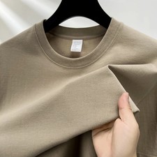 Men 100% Cotton Shirt Short Sleeve O-Neck Casual Loose Summer Plus Size Top Tee picture