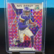Panini 2020 Mosaic Justin Jefferson Vikings NFL Debut Camo Pink Prizm RC #270 picture
