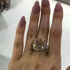 4 ct Cushion Cut Lab Created Diamond Engagement Ring 14k White Gold Plated picture