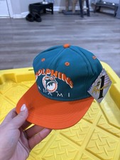 NOS Vintage 90s NFL Miami Dolphins #1 Apparel Football  Snapback Hat Cap picture