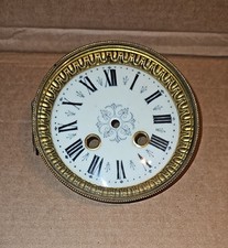 Antique French Clock Dial Face, Porcelain Enamel Brass Bezel Roman Numeral. picture