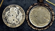 1802 Mo FT SPANISH COLONIAL SILVER 8 REALES(U.S. DOLLAR IS FOR COMPARISON ONLY) picture