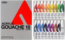 Holbein Matte & Opaque Artist's Acrylic Gouache 18 Color Set D982 12ml .41oz NEW picture