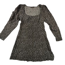 Madewell Floral Ditsy Print Square Neck Mini Dress 8 Black Blue Star French Girl picture