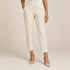 Theory Treeca Pull-On Oxford Crepe Pants Women’s 6 Rice Ivory Cropped Slim picture