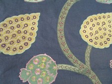 Pierre Frey Braquenie Vizer Navy Linen Velvet Embroidery 40