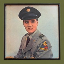Framed Elvis Presley album Photo Portrait in Army Military Uniform no record picture