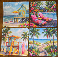 Set of 4 Tropical Beach Pillow Covers, 18