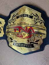 TNA World Heavyweight Championship Belt –Gold Plated–4mm zinc–Real Leather strap picture