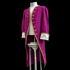 Vintage Mid Century Circus Ringmaster Lion Tamer Frock Coat Fuchsia Jacquard M picture