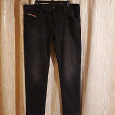 Diesel Industry Men’s Slim Taper Black Dark Wash Denim Jeans 5-Pocket Logo picture